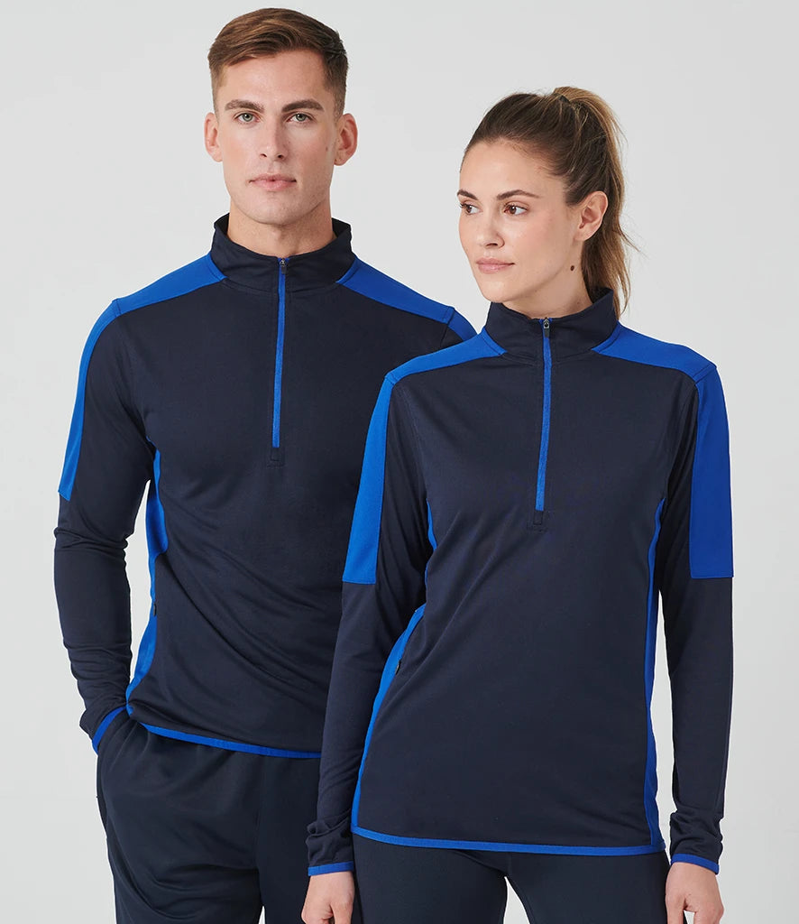 Finden & Hales LV571 Finden + Hales Contrast Zip Neck Midlayer Top in Navy/Royal Blue
