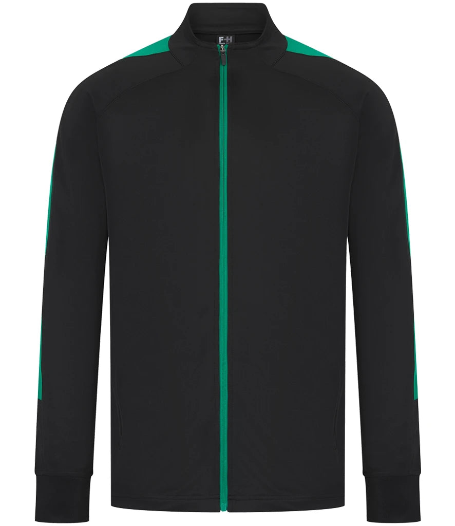 Finden & Hales LV871 Finden + Hales Knitted Tracksuit Top in Black/Emerald