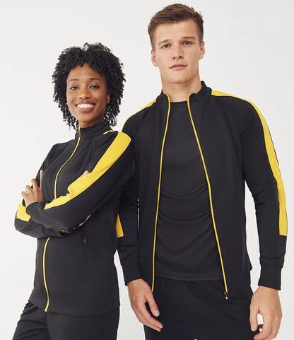 Finden & Hales LV871 Finden + Hales Knitted Tracksuit Top in Black/Gold