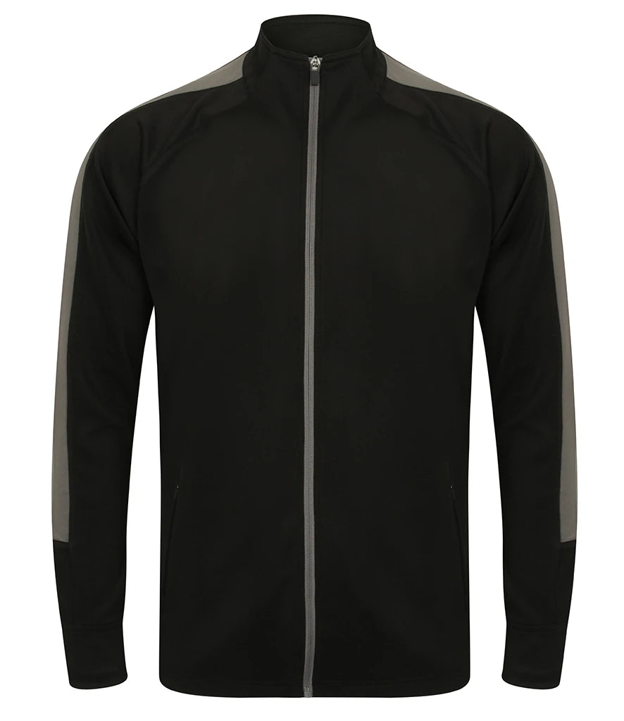 Finden & Hales LV871 Finden + Hales Knitted Tracksuit Top in Black/Gunmetal