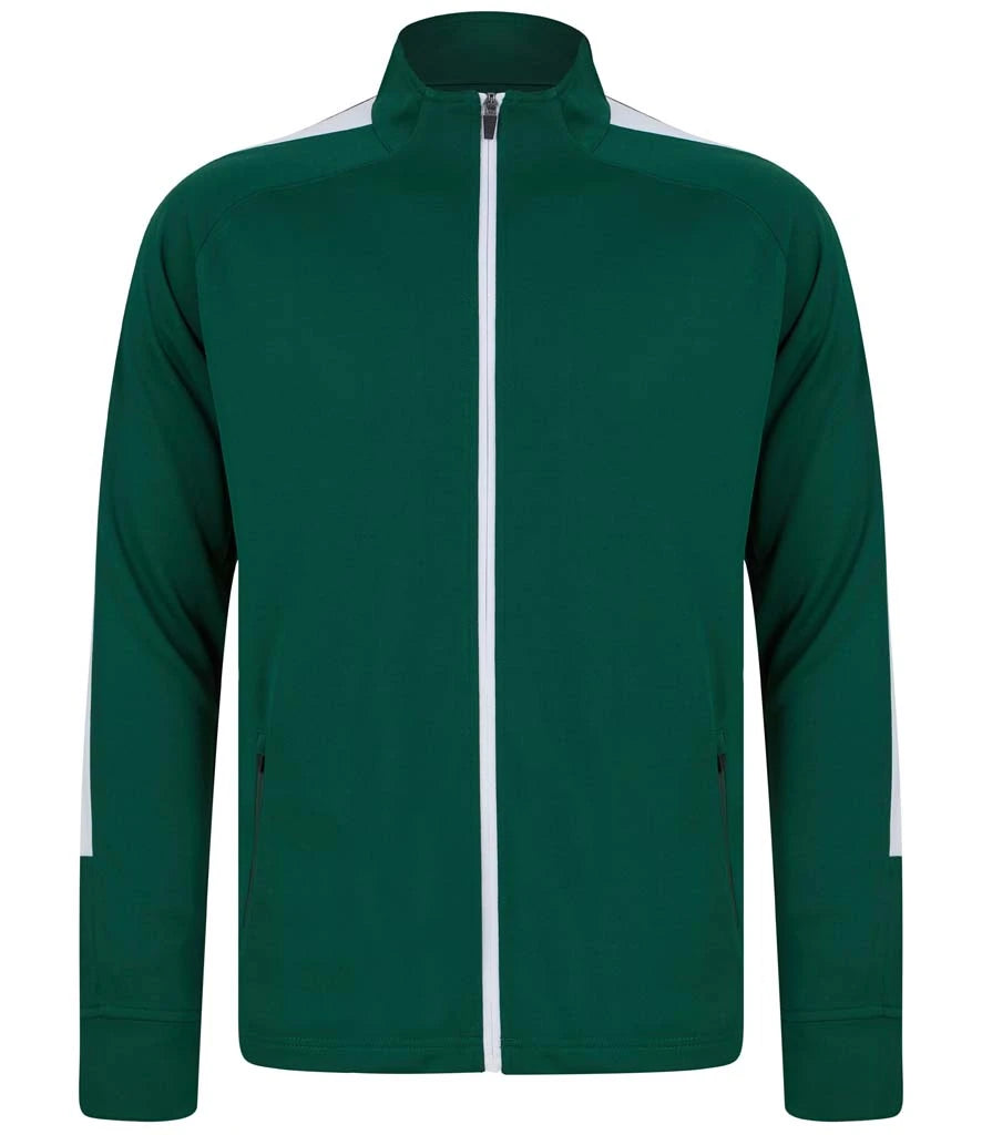 Finden & Hales LV871 Finden + Hales Knitted Tracksuit Top in Bottle Green/White