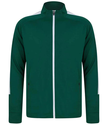Finden & Hales LV871 Finden + Hales Knitted Tracksuit Top in Bottle Green/White