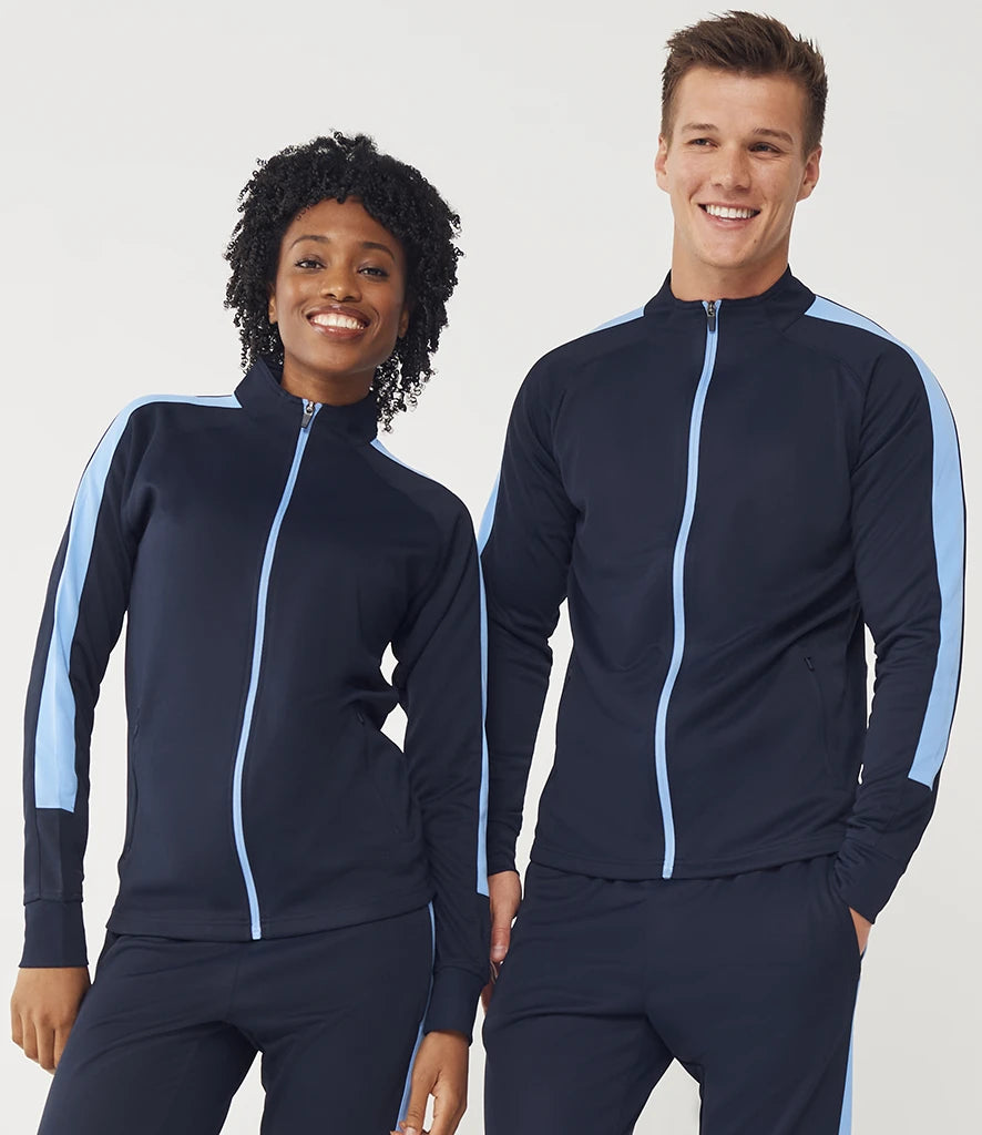 Finden & Hales LV871 Finden + Hales Knitted Tracksuit Top in Navy/Sky blue