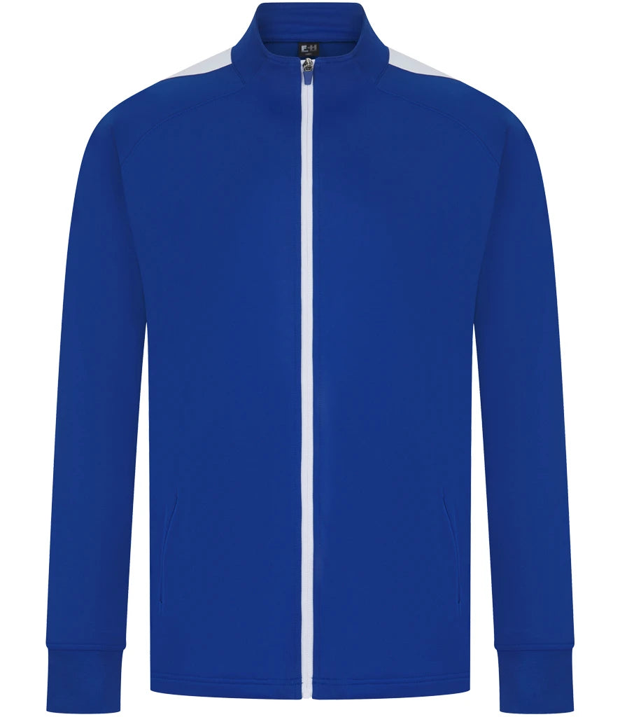 Finden & Hales LV871 Finden + Hales Knitted Tracksuit Top in Royal Blue/White
