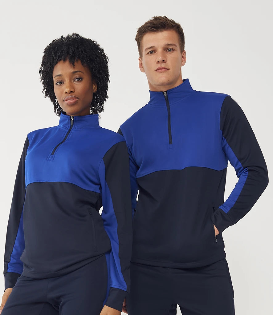 Finden & Hales LV874 Finden + Hales 1/4 Zip Tracksuit Top in Navy/Royal Blue