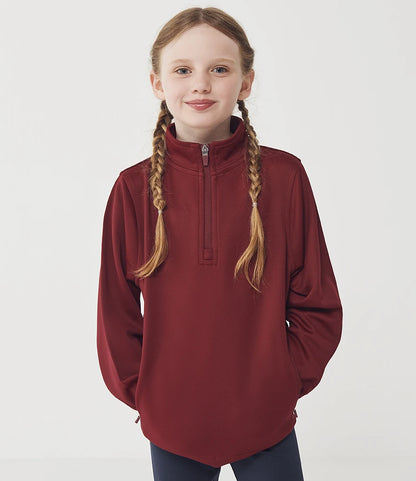 Finden & Hales LV875 Finden + Hales Kids 1/4 Zip Tracksuit Top in Burgundy/Burgundy