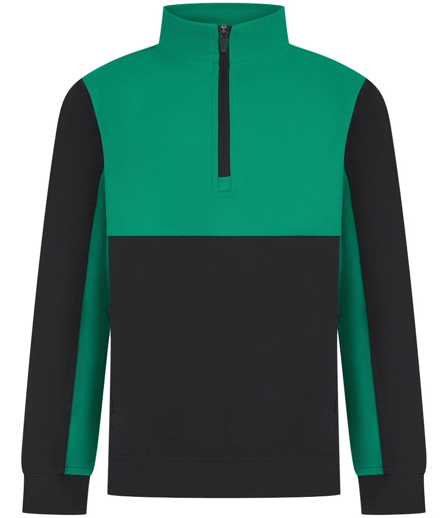 Finden & Hales LV875 Finden + Hales Kids 1/4 Zip Tracksuit Top in Black/Emerald