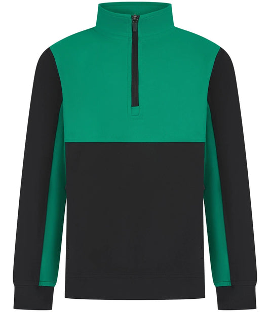 Finden & Hales LV875 Finden + Hales Kids 1/4 Zip Tracksuit Top in Black/Emerald