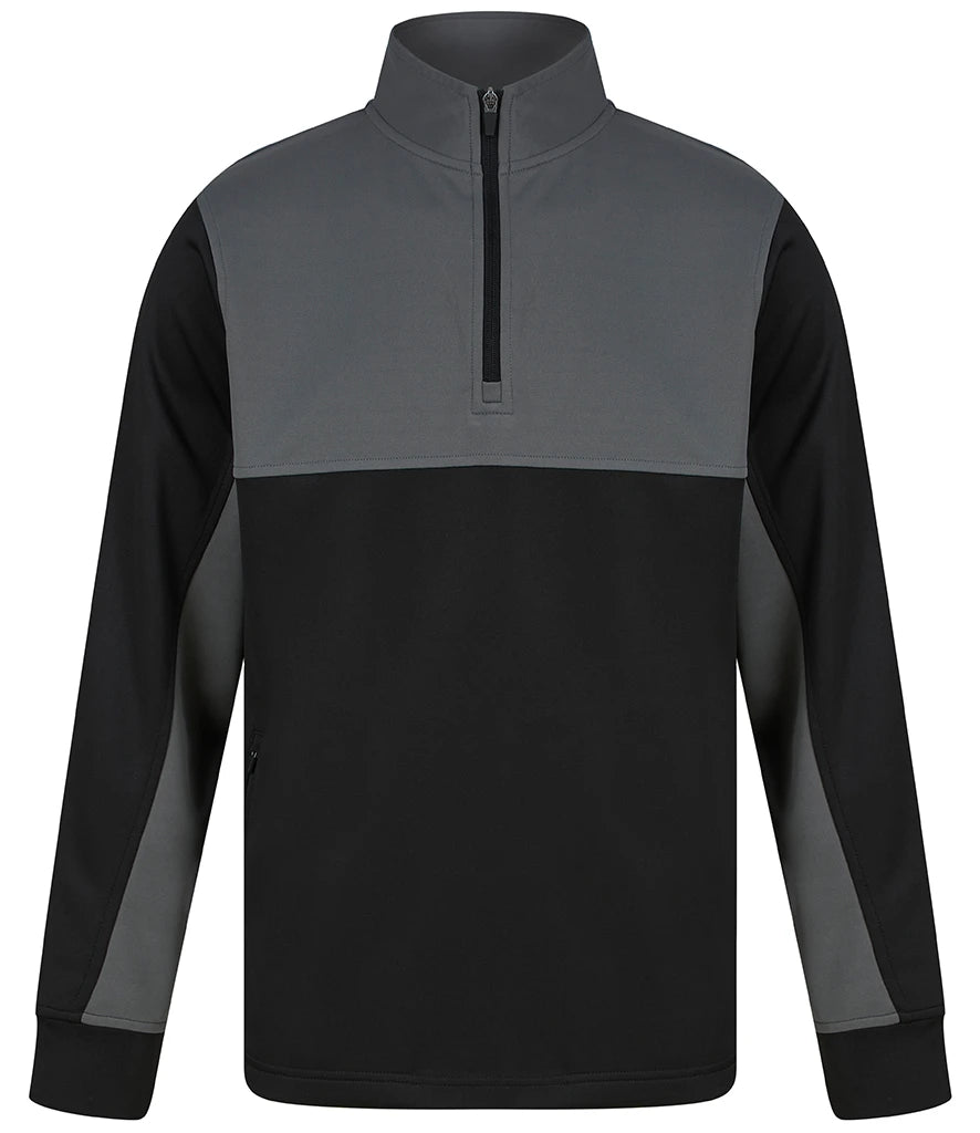 Finden & Hales LV875 Finden + Hales Kids 1/4 Zip Tracksuit Top in Black/Gunmetal