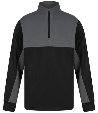 Finden & Hales LV875 Finden + Hales Kids 1/4 Zip Tracksuit Top in Black/Gunmetal