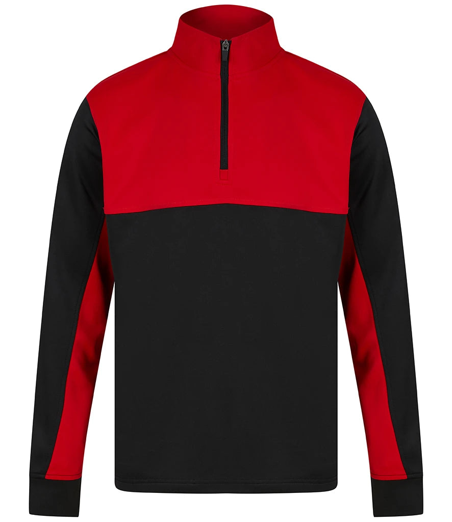 Finden & Hales LV875 Finden + Hales Kids 1/4 Zip Tracksuit Top in Black/Red