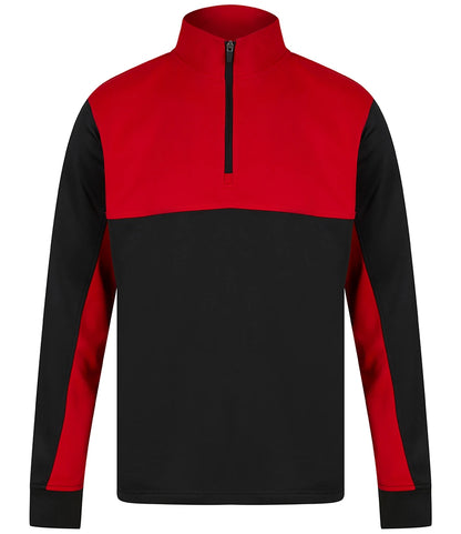 Finden & Hales LV875 Finden + Hales Kids 1/4 Zip Tracksuit Top in Black/Red