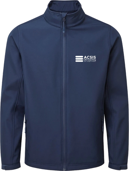 ACSIS Soft Shell Jacket Navy Male White logo