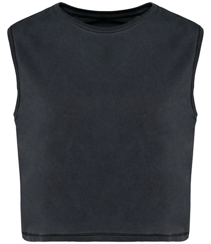 Native Spirit NS342 Ladies Cropped Tank Top in Washed Coal Grey