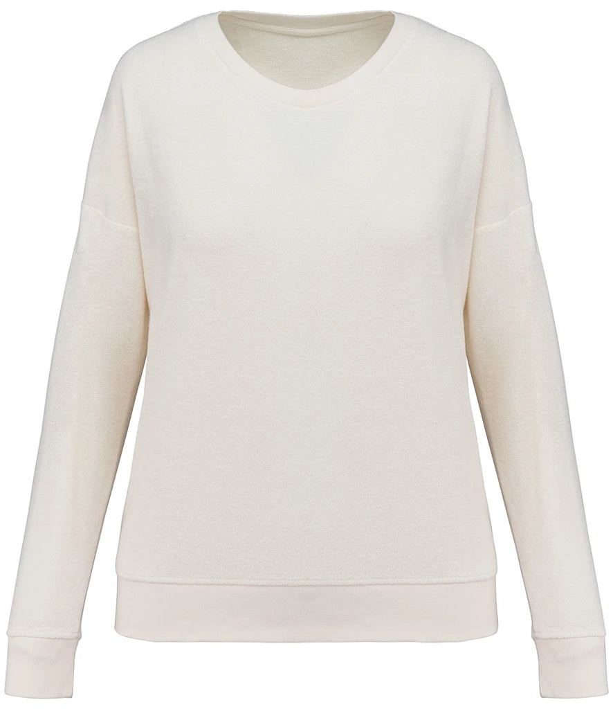 Native Spirit NS413 Native Spirit Ladies Terry Towel Sweatshirt in Ivory