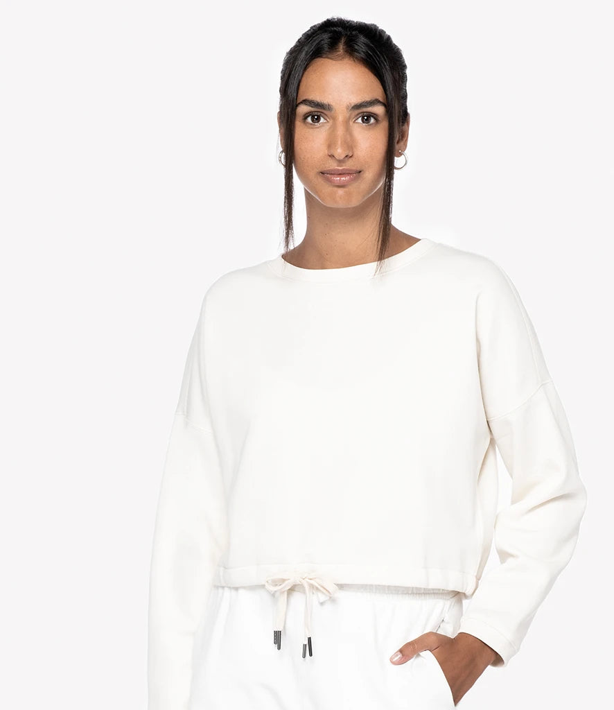 Native Spirit NS429 Native Spirit Ladies Oversized Cropped Sweatshirt in Ivory