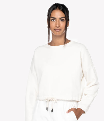 Native Spirit NS429 Native Spirit Ladies Oversized Cropped Sweatshirt in Ivory