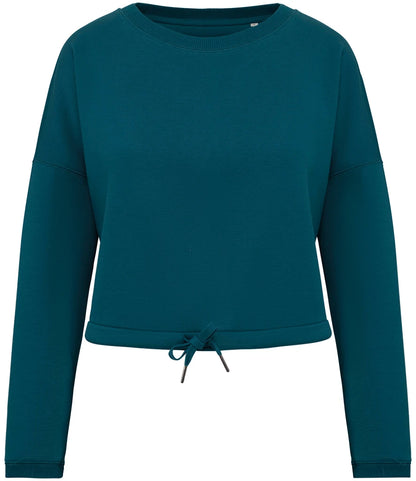 Native Spirit NS429 Native Spirit Ladies Oversized Cropped Sweatshirt in Peacock Green