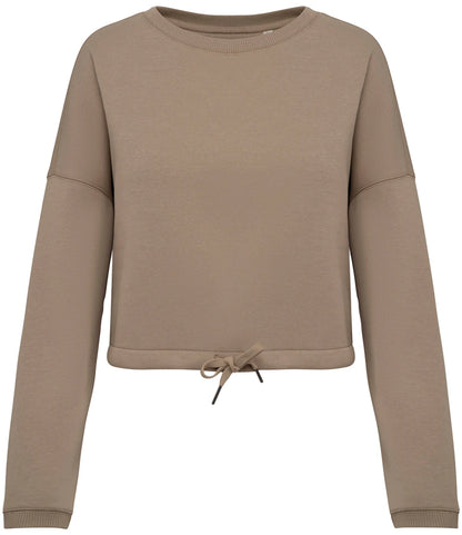 Native Spirit NS429 Native Spirit Ladies Oversized Cropped Sweatshirt in Wet Sand