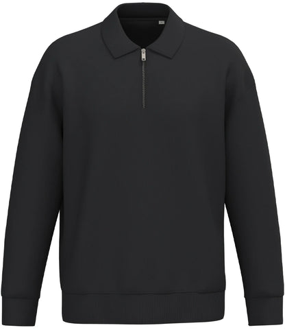 Native Spirit NS432 Native Spirit Unisex 1/4 Zip Sweatshirt with Polo Collar in Black