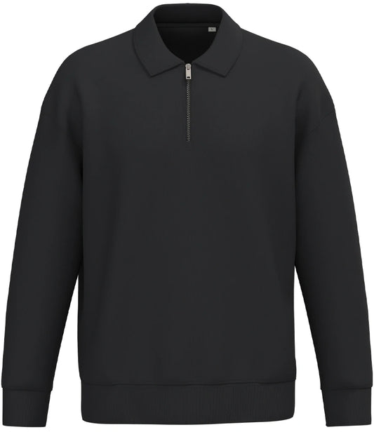 Native Spirit NS432 Native Spirit Unisex 1/4 Zip Sweatshirt with Polo Collar in Black
