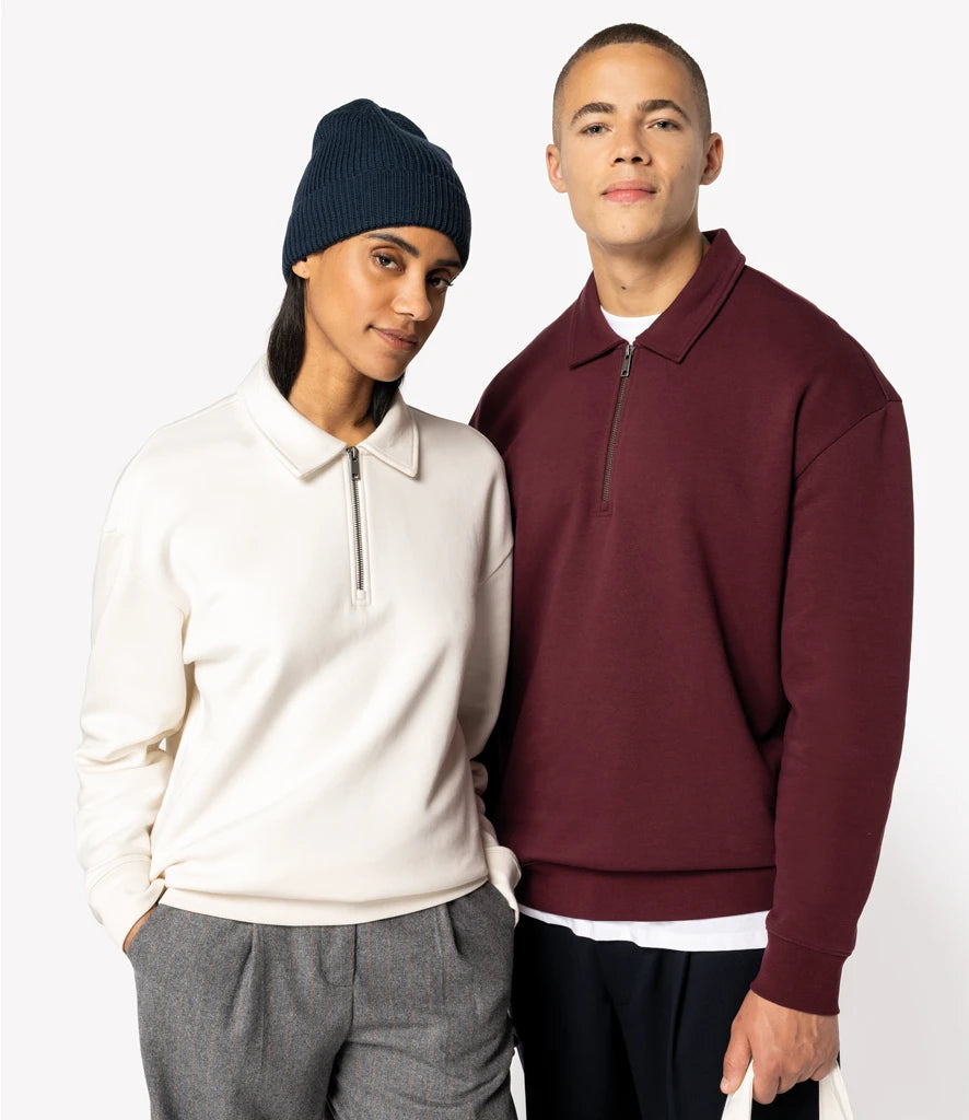 Native Spirit NS432 Native Spirit Unisex 1/4 Zip Sweatshirt with Polo Collar in Dark Cherry