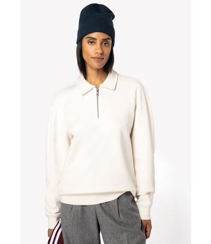Native Spirit NS432 Native Spirit Unisex 1/4 Zip Sweatshirt with Polo Collar in Ivory