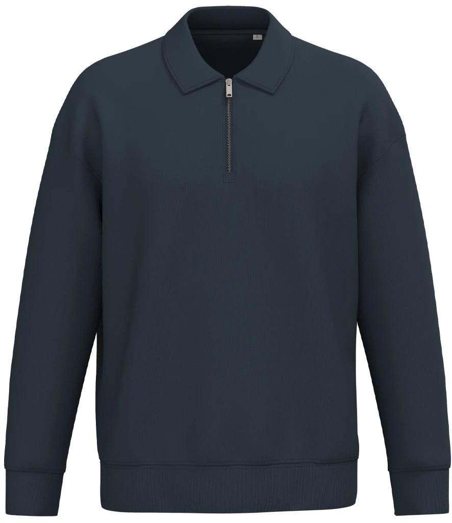 Native Spirit NS432 Native Spirit Unisex 1/4 Zip Sweatshirt with Polo Collar in Navy