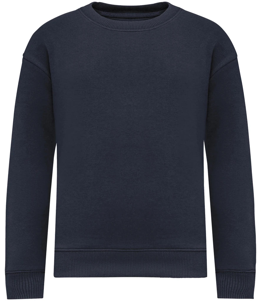 Native Spirit NS437 Native Spirit Kids Oversized Round Neck Sweatshirt in Navy