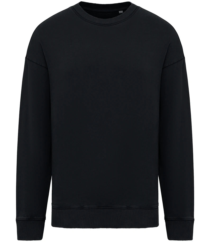 Native Spirit NS447 Native Spirit Unisex Washed Effect Oversize Sweatshirt in Washed Black