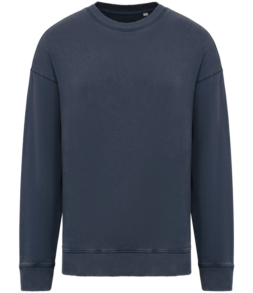 Native Spirit NS447 Native Spirit Unisex Washed Effect Oversize Sweatshirt in Washed Navy