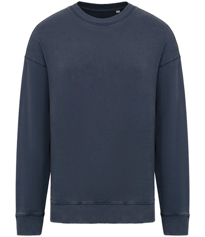 Native Spirit NS447 Native Spirit Unisex Washed Effect Oversize Sweatshirt in Washed Navy