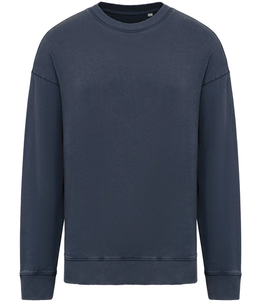 Native Spirit NS447 Native Spirit Unisex Washed Effect Oversize Sweatshirt in Washed Navy