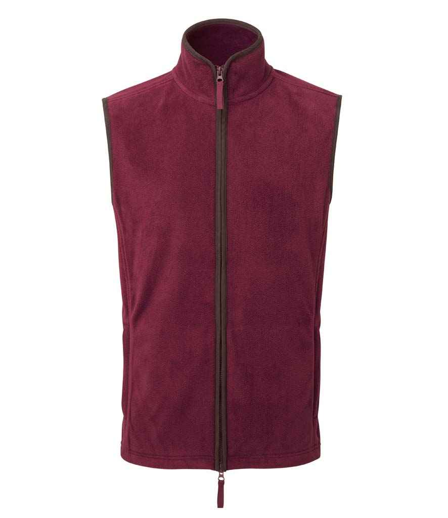 Premier PR803 Premier Artisan Fleece Gilet in Burgundy/Brown