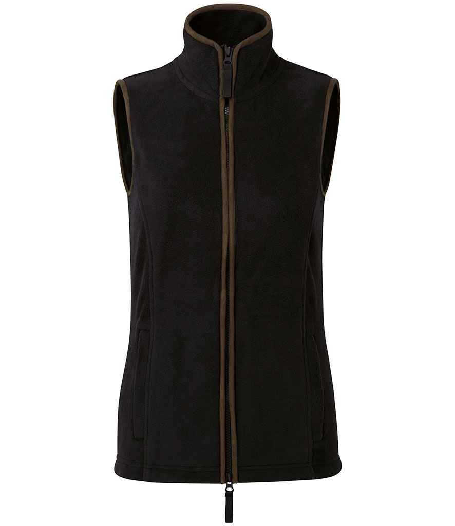 Premier PR804 Ladies Artisan Fleece Gilet in Black/Brown