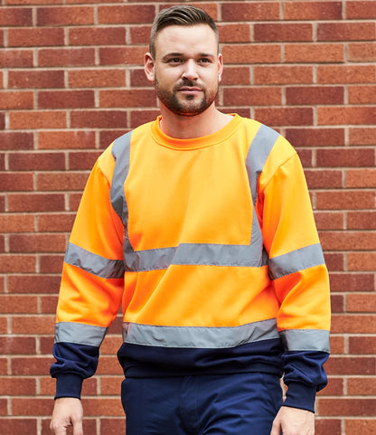 Portwest PW668 Portwest Hi-Vis Two Tone Sweatshirt in Orange/Navy