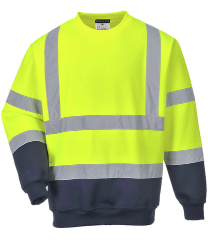 Portwest PW668 Portwest Hi-Vis Two Tone Sweatshirt in Yellow/Navy