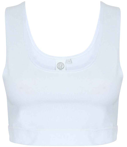 SF Clothing SK236 Ladies Fashion Crop Top in White/White