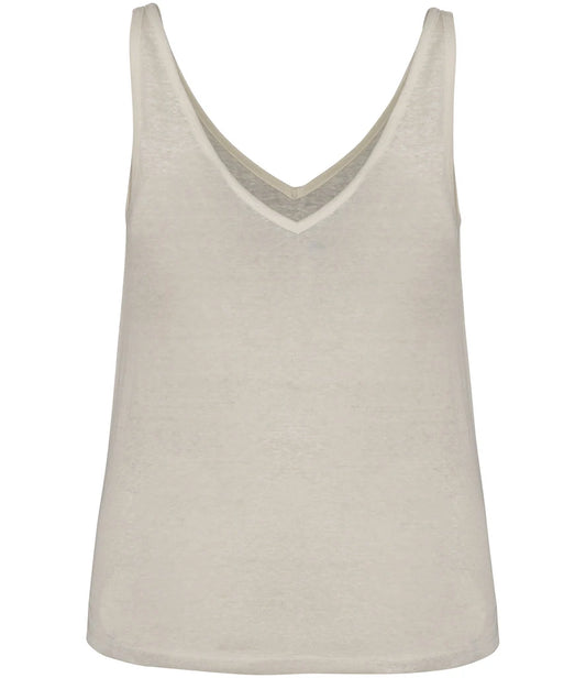 Spasso SP343 Ladies Linen Tank Top in Ivory
