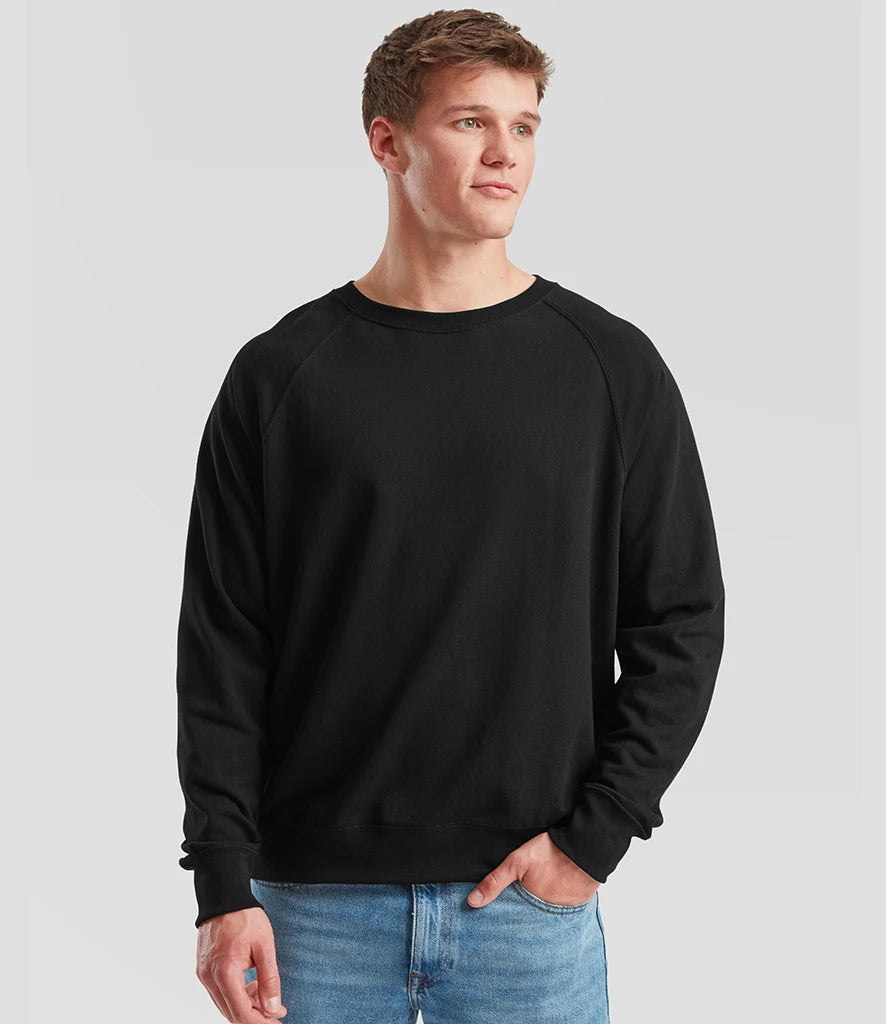 Fruit of the Loom SS120 Fruit of the Loom Lightweight Raglan Sweatshirt in Black