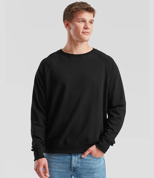 Fruit of the Loom SS120 Fruit of the Loom Lightweight Raglan Sweatshirt in Black