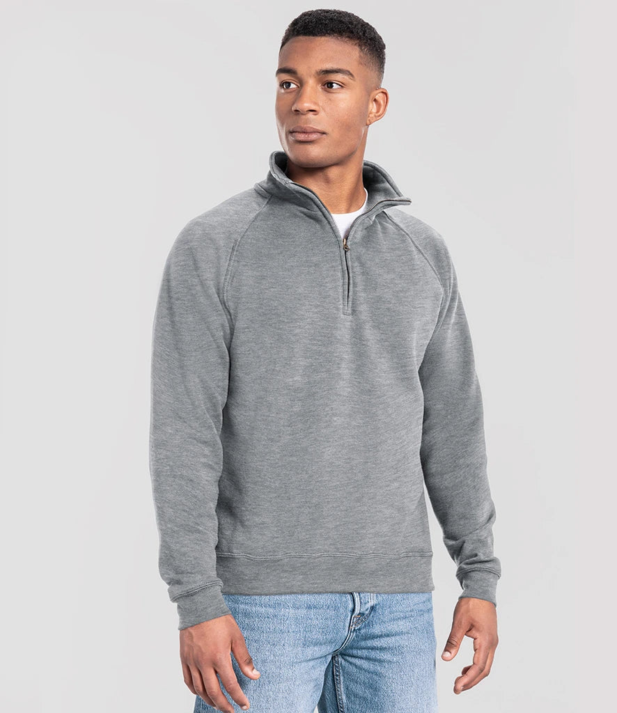 Fruit of the Loom SS154 Fruit of the Loom Iconic Premium Zip Neck Sweatshirt in Athletic Heather