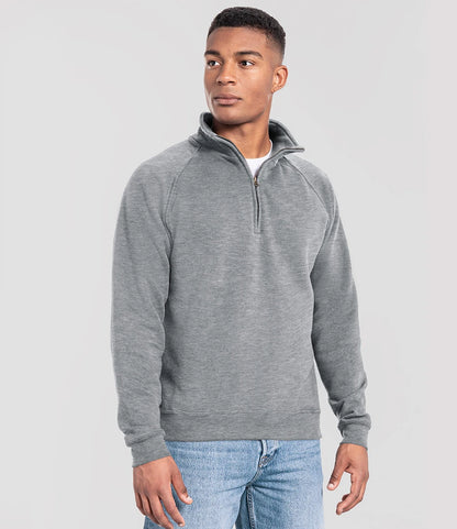 Fruit of the Loom SS154 Fruit of the Loom Iconic Premium Zip Neck Sweatshirt in Athletic Heather