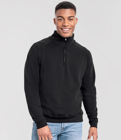 Fruit of the Loom SS154 Fruit of the Loom Iconic Premium Zip Neck Sweatshirt in Black