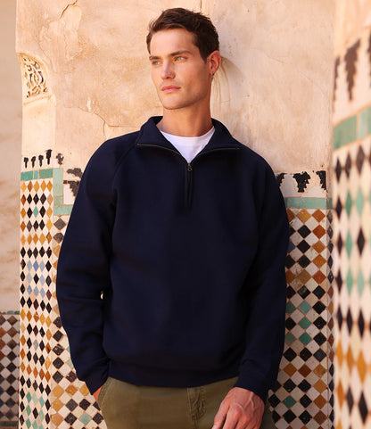 Fruit of the Loom SS154 Fruit of the Loom Iconic Premium Zip Neck Sweatshirt in Deep Navy