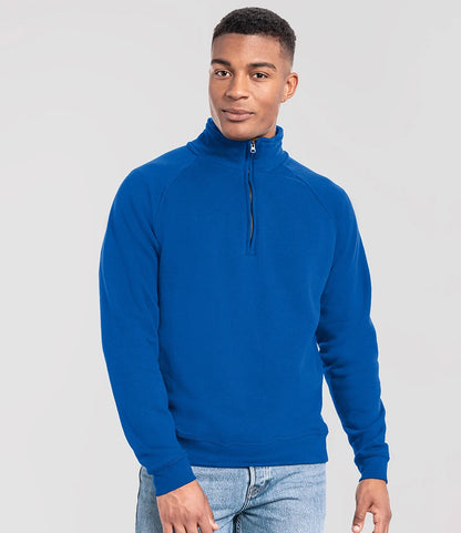 Fruit of the Loom SS154 Fruit of the Loom Iconic Premium Zip Neck Sweatshirt in Royal Blue
