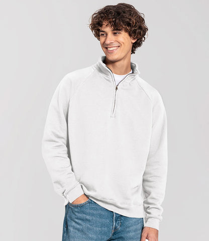 Fruit of the Loom SS154 Fruit of the Loom Iconic Premium Zip Neck Sweatshirt in White