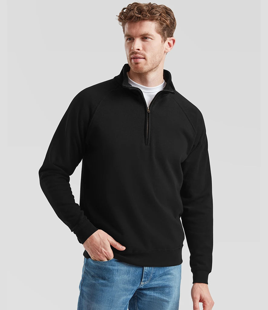 Fruit of the Loom SS17 Fruit of the Loom Classic Zip Neck Sweatshirt in Black