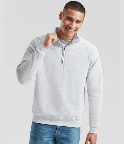 Fruit of the Loom SS17 Fruit of the Loom Classic Zip Neck Sweatshirt in Heather Grey