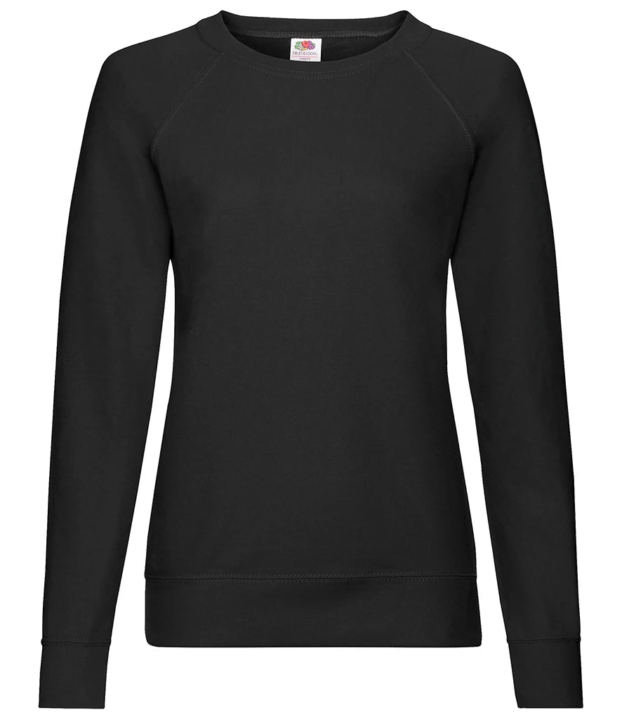 Fruit of the Loom SS180 Fruit of the Loom Lady Fit Lightweight Raglan Sweatshirt in Black